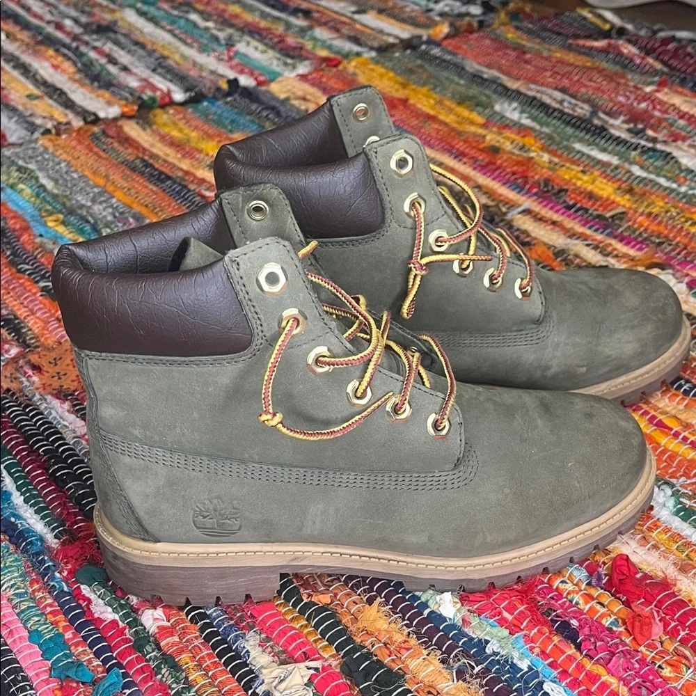 Timberland Olive Green Leather Boots